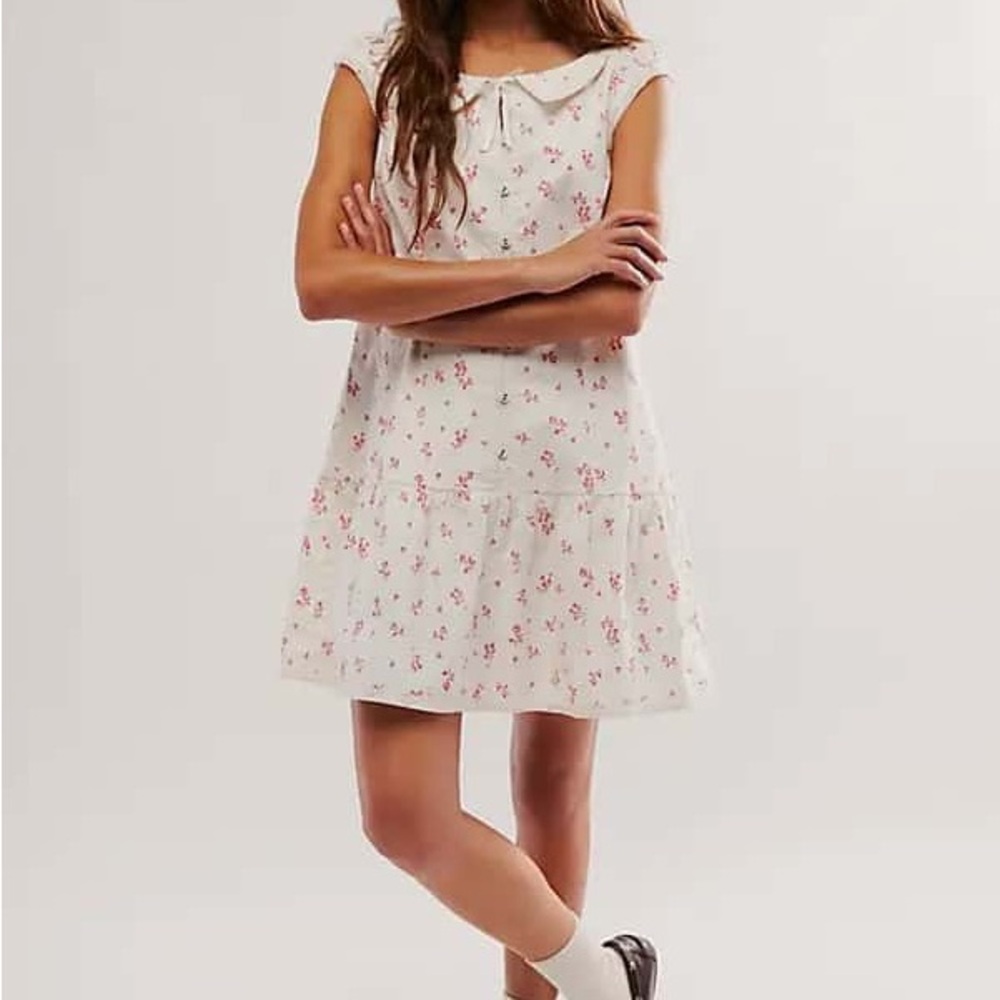 LMT: Free People Beasley Mini Dress - Ivory Combo